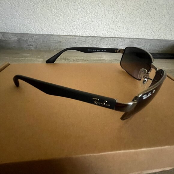 RAY BAN RB3478 004/78 60-17 130 GUNMETAL/BLK BLEND POLARIZED WRAP SUNGLASSES - Picture 5 of 10